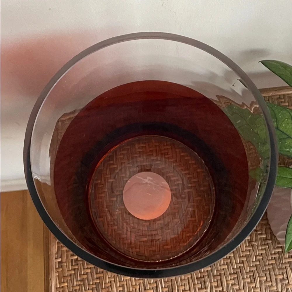 Large Hurricane or Vase - Clear w/Rust Accent Color Bottom